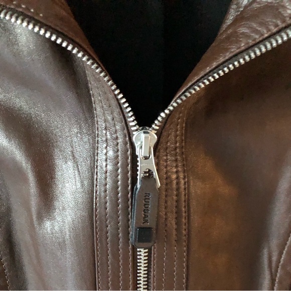 Rudsak Chocolate Brown Leather Bomber Jacket Size Medium - Picture 4 of 13